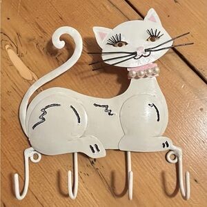 Pretty Kitty Wall Hook - painted metal, decorative, 4 hooks